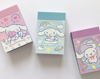 Sanrio Cinnamoroll cute kawaii kitsch holographic stickers in a book