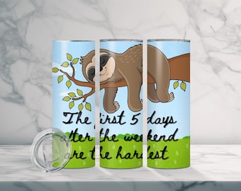 Lustige Faultier Tumbler Wrap: 20 Unzen Skinny Tumbler Design (Digitaler Download)