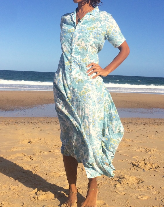 Vintage 80s Anokhi Button Down Dress, Lightweight