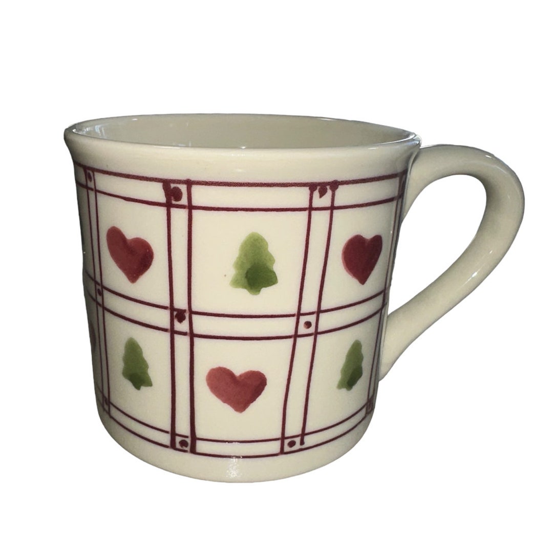 Rare Vintage Hartstone Made in USA Set of 5 Jumbo Mugs 12 Oz Hearts