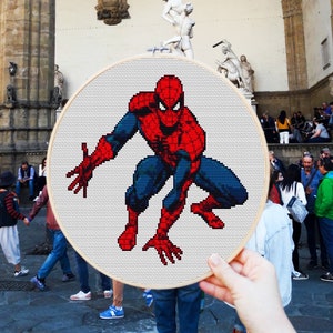 Spiderman Cross Stitch Pattern PDF, 117 x 104 Stitches, 10 DMC Colors image 2