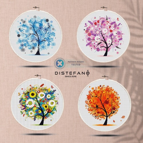 SUMMER TREE Cross Stitch Pattern PDF Embroidery Chart Cute - Etsy