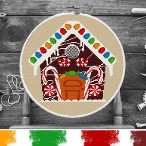 GINGERBREAD HOUSE 4 Cross Stitch Pattern Pdf, Christmas Embroidery Nursery Decor, Biscuit Ginger Cake Home Counted Stitch, Instant Download
