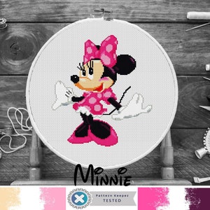 MINNIE MOUSE Cross Stitch Pattern PDF, Embroidery Chart Cute Nursery Wall Decor, Mickey Animal Counted Cross Stitch Chart, Instant Download