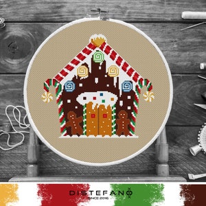 GINGERBREAD HOUSE 2 Cross Stitch Pattern Pdf, Christmas Embroidery Decor, Biscuit Ginger House Cake Home Counted Stitch, Instant Download
