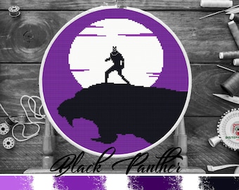 Black Panther Cross Stitch Pattern PDF, 100 x 120 Stitches