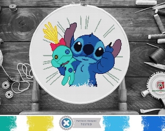 STITCH And SCRUMP Cross Stitch Pattern PDF, Embroidery Chart Nursery Decor, Lilo Cute Animal Counted Cross Stitch Chart, Instant Download