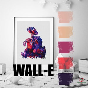 DREAMING WALL-E kruissteekpatroon, borduurpatroon decor, Eve schattige robot sciencefiction geteld kruissteekkaart, Instant Download
