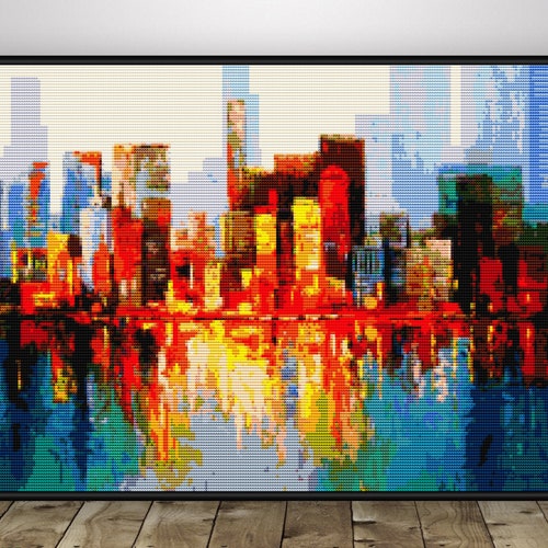 SKYLINE Cross Stitch Pattern PDF Chicago Art Embroidery Chart - Etsy