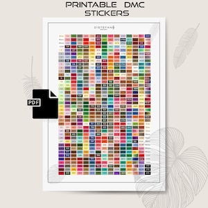 Adesivi stampabili DMC Floss, etichette per bobine colorate, organizzatore di fili, numeri stampabili PDF, DMC Mouliné Special, Variegato, Coloris