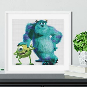 MONSTERS INC. Cross Stitch Pattern PDF, Embroidery Cute Nursery Wall Decor, Halloween Animals Counted Cross Stitch Chart, Instant Download image 1