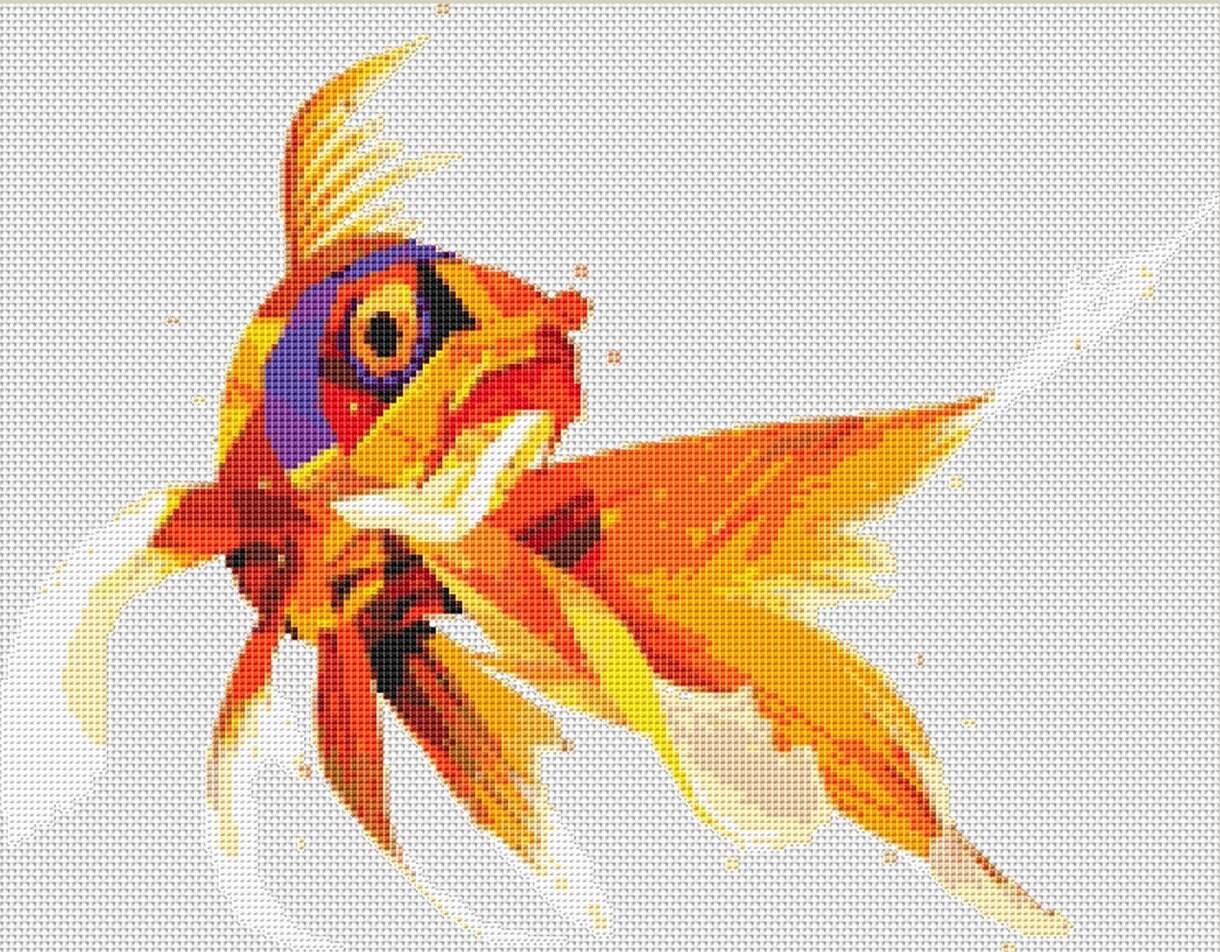 GEOMETRIC FISH Cross Stitch Pattern PDF, Polygonal Animals Cross Stitch ...