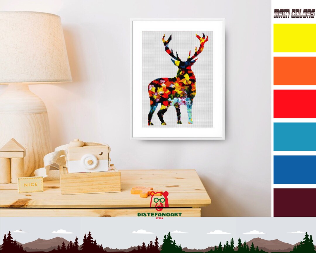 DEER Cross Stitch Pattern PDF, Wild Animal Embroidery Chart Forest ...