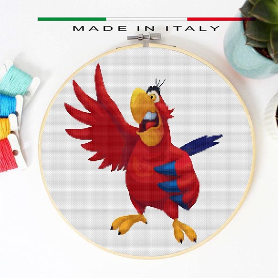 IAGO Parrot Cross Stitch Pattern PDF, Embroidery Chart Cute Nursery Wall Decor, Funny Aladdin Counted Cross Stitch Chart, Instant Download