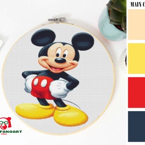 MICKEY MOUSE Cross Stitch Pattern PDF, Embroidery Chart Cute Nursery Wall Decor, Minnie Animal Counted Cross Stitch Chart, Instant Download