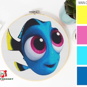 BABY DORY Cross Stitch Pattern PDF, Nemo, Embroidery Cute Nursery Decor, Fish Finding Dory Counted Cross Stitch Chart, Instant Download