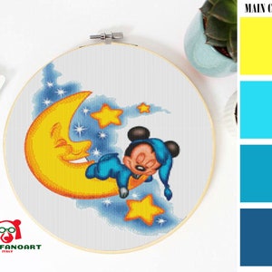Baby MICKEY MOUSE Cross Stitch Pattern PDF, Embroidery Chart, Cute Nursery Decor, Animal Minnie Counted Cross Stitch Chart, Instant Download