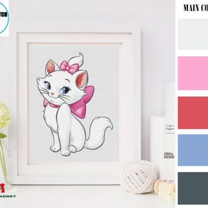 KIT de punto de cruz CAT MARIE, kit de bordado de burro, decoración linda de la guardería, tabla de punto de cruz para principiantes de Los Aristogatos, diseño moderno para principiantes