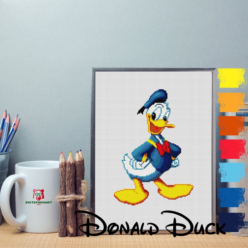 DONALD DUCK Cross Stitch Pattern PDF Embroidery Chart Cute Etsy