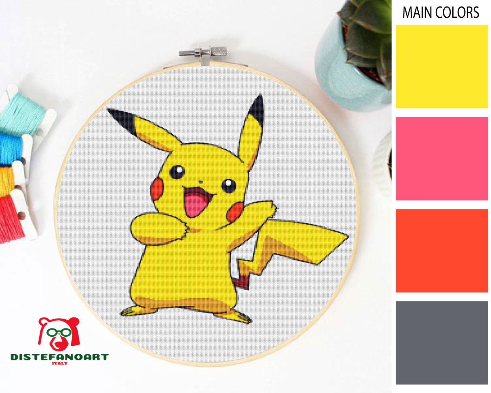 PIKACHU POKEMON Cross Stitch Pattern PDF Embroidery Chart Etsy