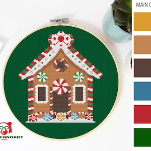 GINGERBREAD HOUSE Cross Stitch Pattern Pdf, Christmas Embroidery Nursery Decor, Biscuit Ginger Cake Home Counted Stitch, Instant Download