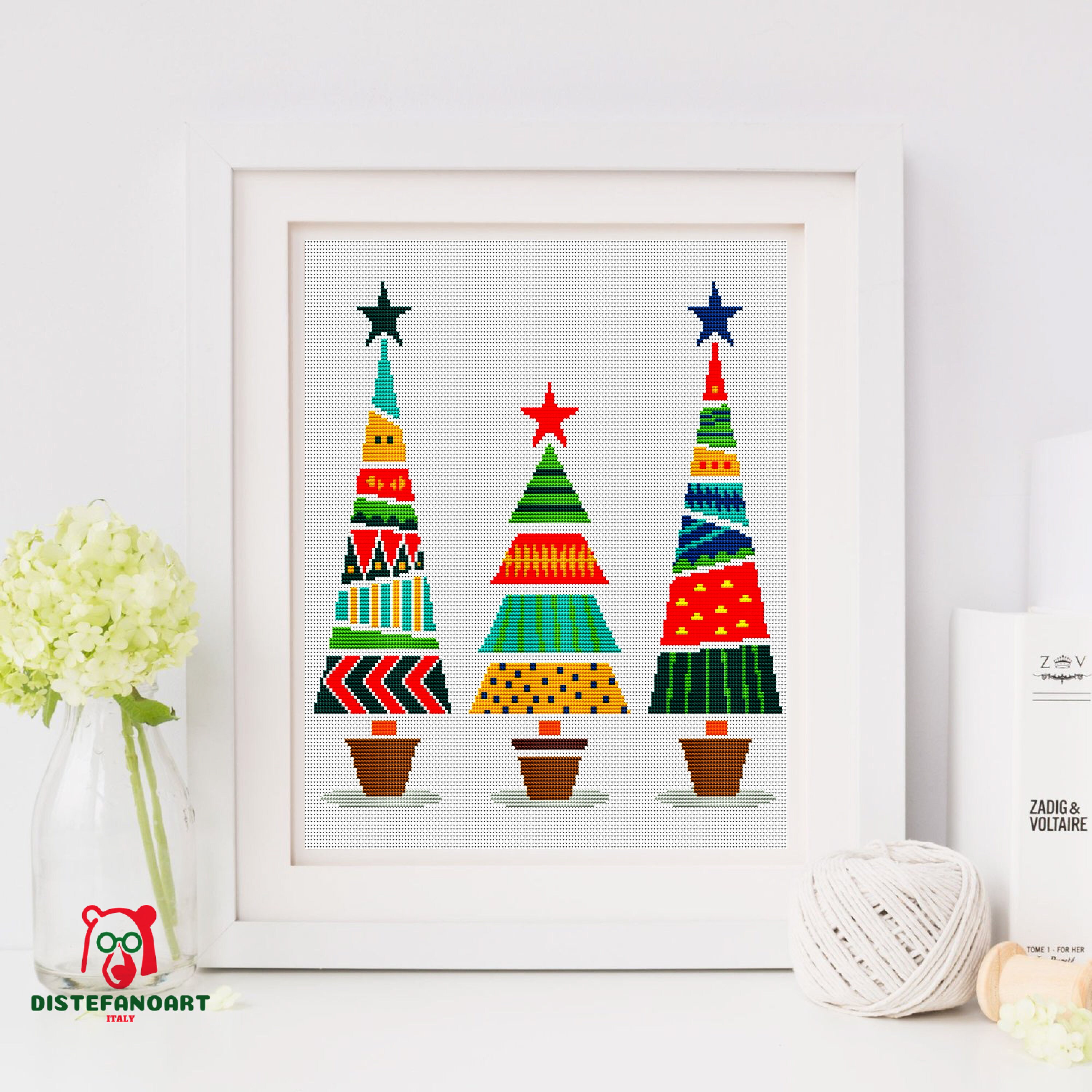 CHRISTMAS TREES Cross Stitch Pattern PDF Modern Embroidery Geometric Decor  Winter Mosaic Puzzles Counted Cross Stitch Chart Instant Download - Etsy