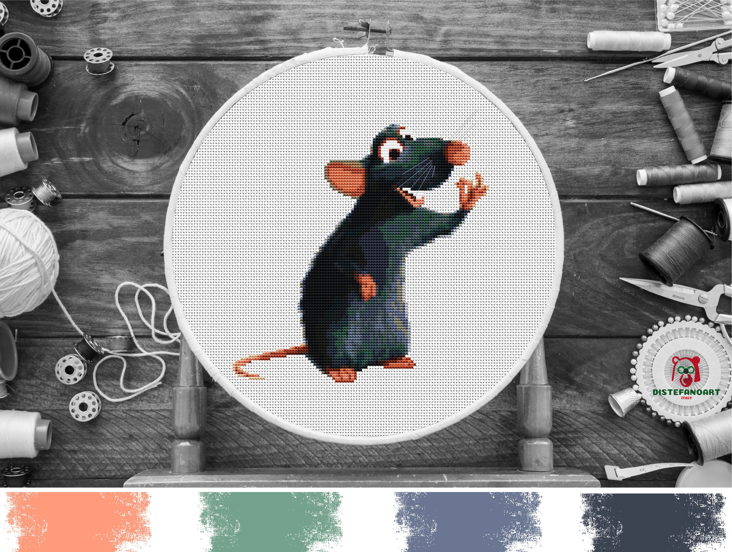 REMY Rat RATATOUILLE Cross Stitch Pattern PDF Embroidery Cute Etsy