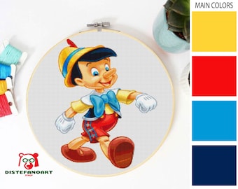 Pinocchio Cross Stitch Pattern PDF, 80 x 120 Stitches