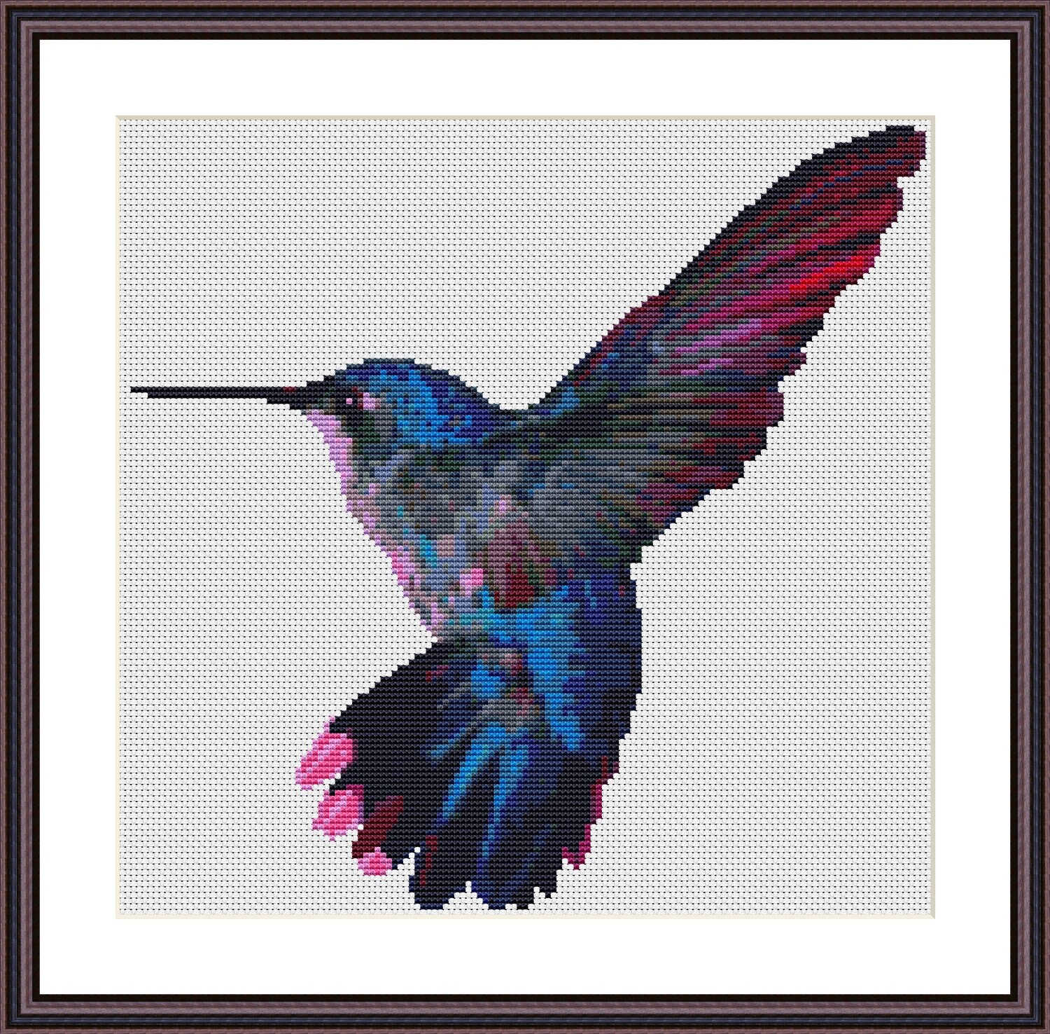HUMMINGBIRD Cross Stitch Pattern PDF Embroidery Chart Cute Etsy