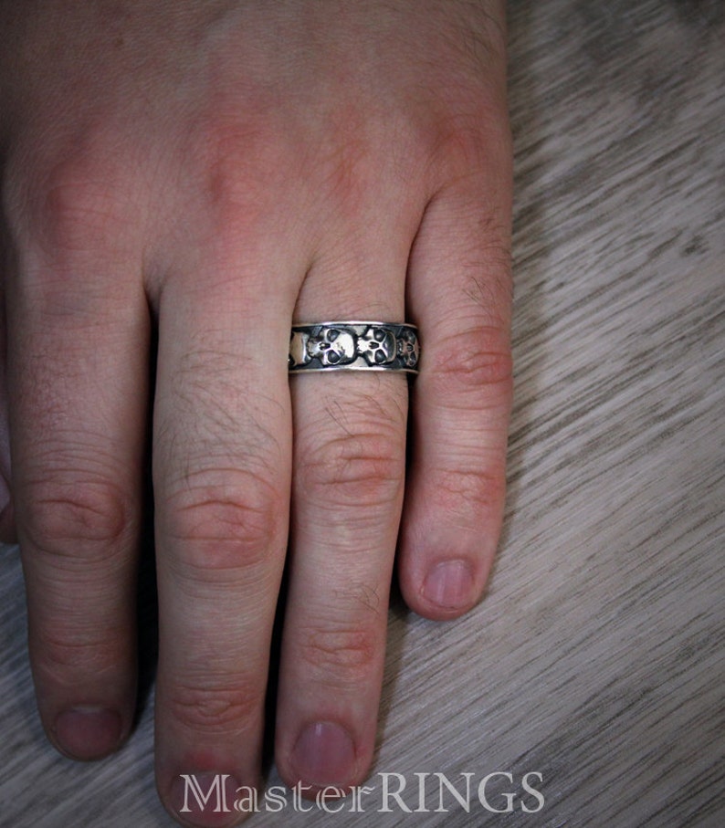 Skull Wedding Band Skull Biker Ring Biker Wedding Band Etsy