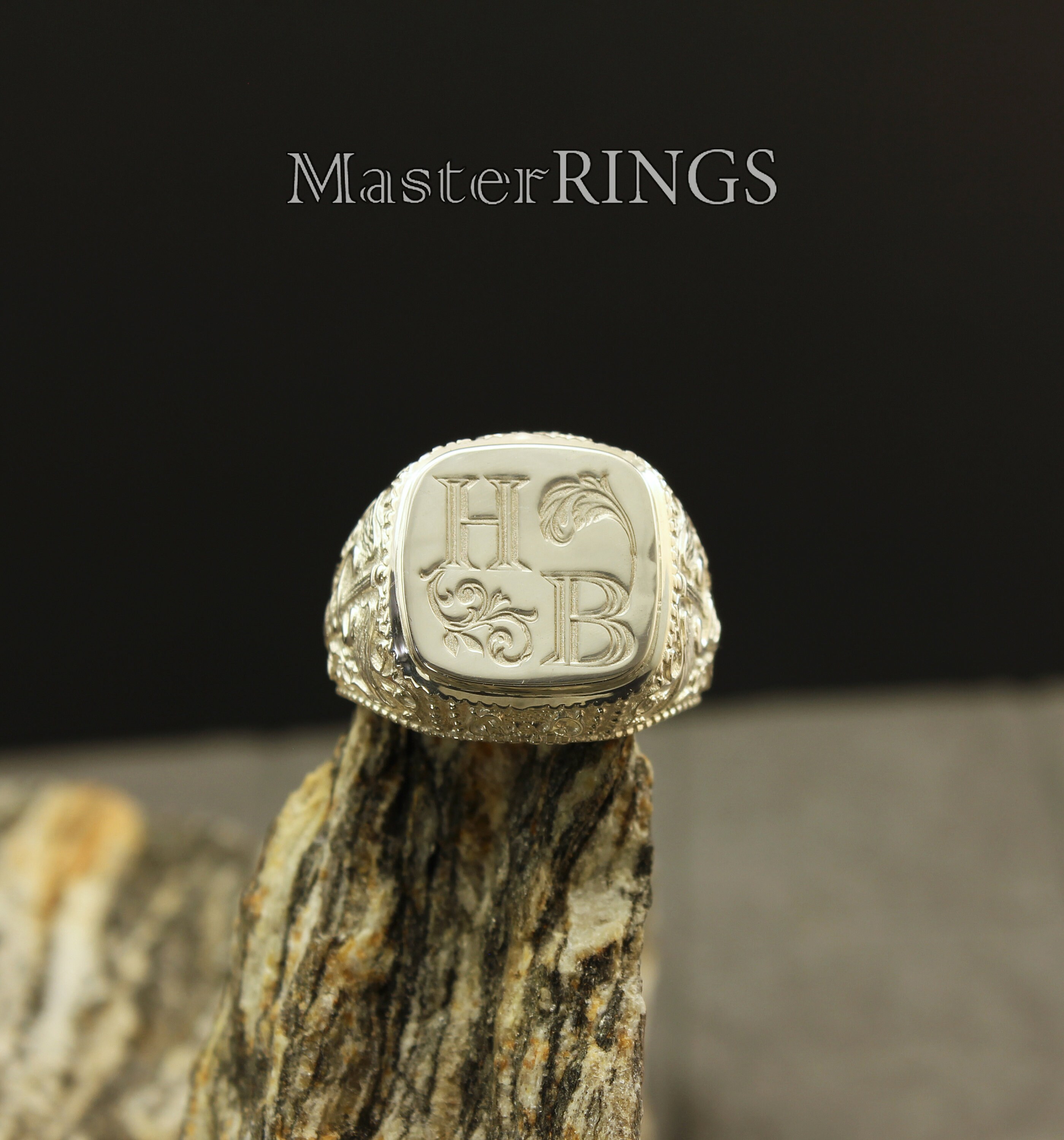 Personalized mens silver ring Caduceus silver ring Etsy