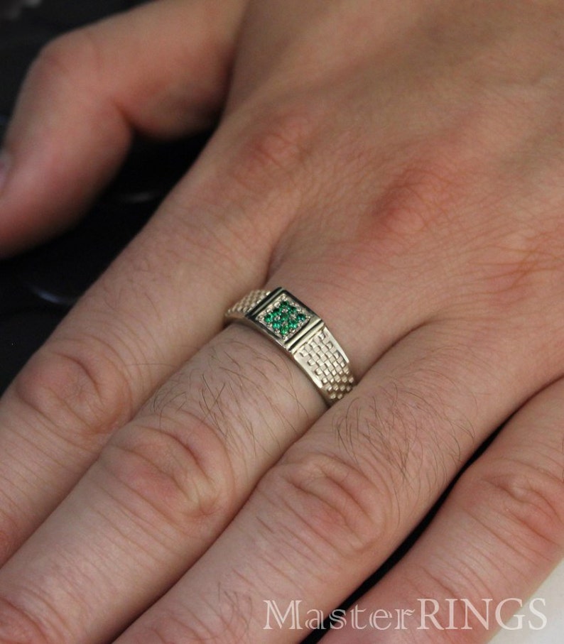 Emerald ring Men emerald ring Emerald unique Etsy