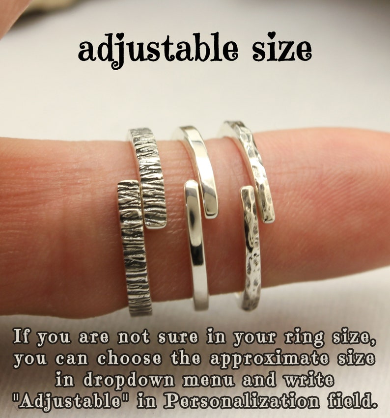 Initial minimal tree bark durable ring with engraved rhombus made in sterling silver or 14k solid gold for your friend