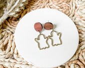 Wooden top ghost dangle earrings - fall jewelry - Halloween jewelry