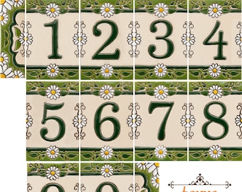 Handmade Ceramic House Number tiles DAISY - Large size