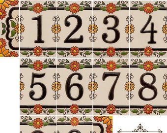 Handmade Ceramic House Number tiles MARIGOLD - Large size