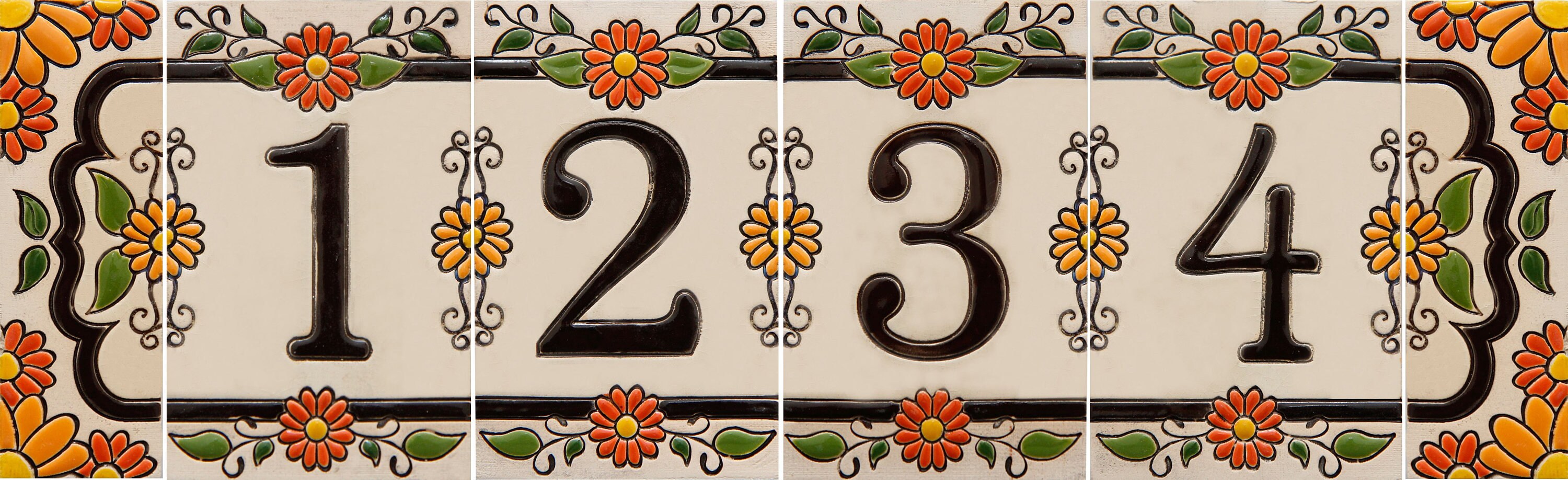 Handmade Ceramic House Number tiles MARIGOLD Large size Etsy