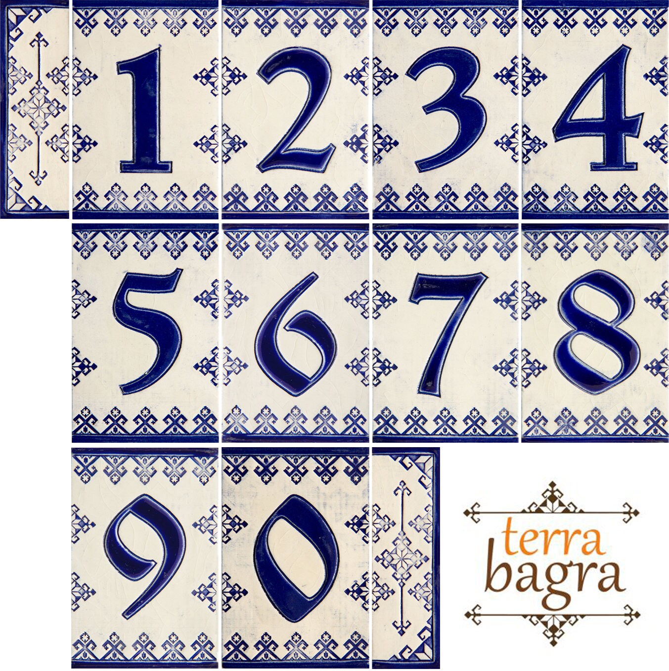 Handmade Ceramic House Number tiles Blue Dolls Large size Etsy