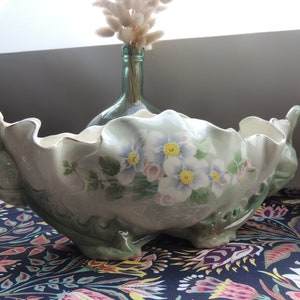 Garnish, art nouveau centerpiece in faience from st Clément/Lunéville, numbered