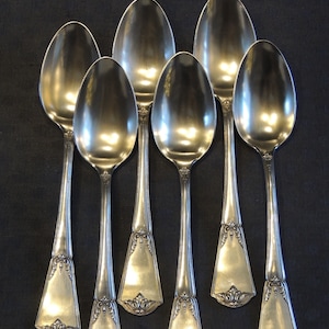 6 colheres de mesa grandes em (metal branco fosco) Decoração e formato Império Talheres (Ref 3)