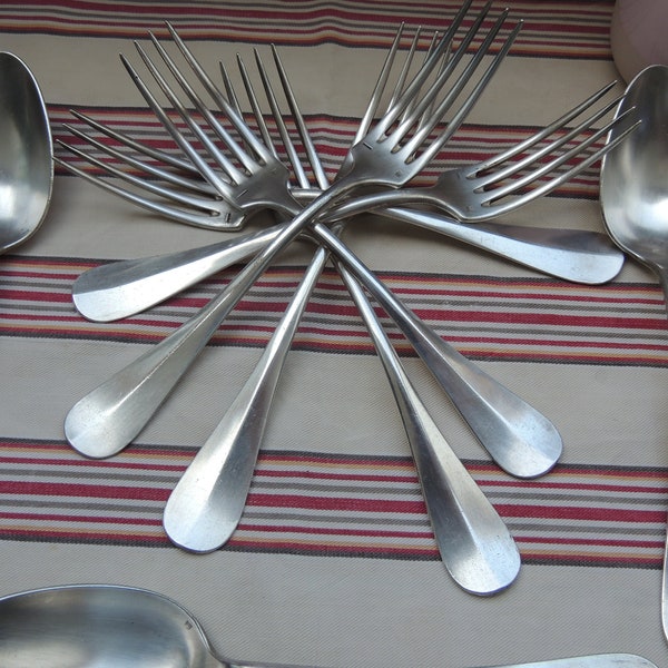 Armand Fresnais cutlery set in silver metal uniplat model spoons and forks ref199