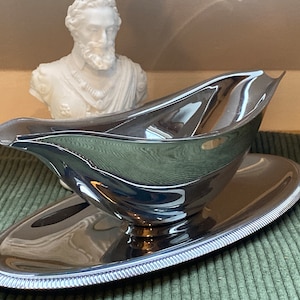 Superb stainless steel gravy boat vintage midcentury design letang Remy tableware