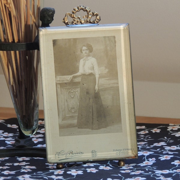 Vieux Cadre Photo En Laiton Style Louis XVI - 14x17cm - Déco Vintage