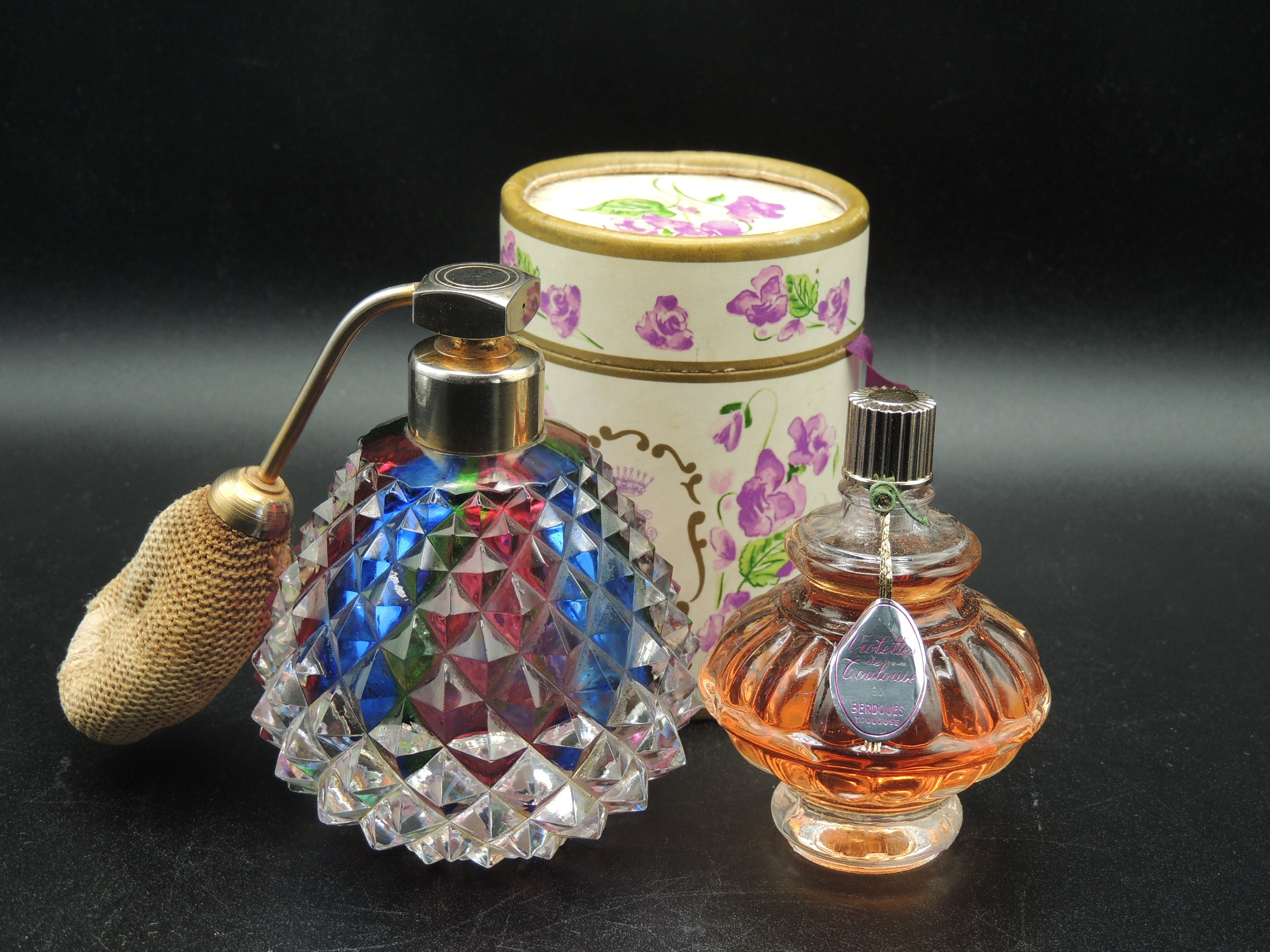 Set Violettes De Toulouse Berdoues Perfume Bottle and Vintage