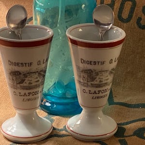 Antique collection&#39;s 2 Mazagran porcelain digestive O. Lafont limoges bar bistro 1900 Old bowls bol