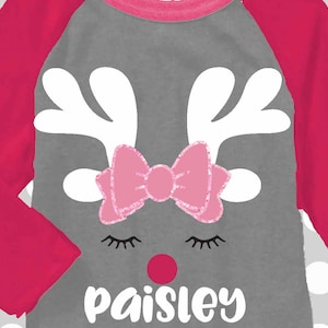Reindeer svg, girls christmas svg, red nosed reindeer svg, reindeer with bow svg, SVG, DXF, EPS, cut file, iron on, digital download