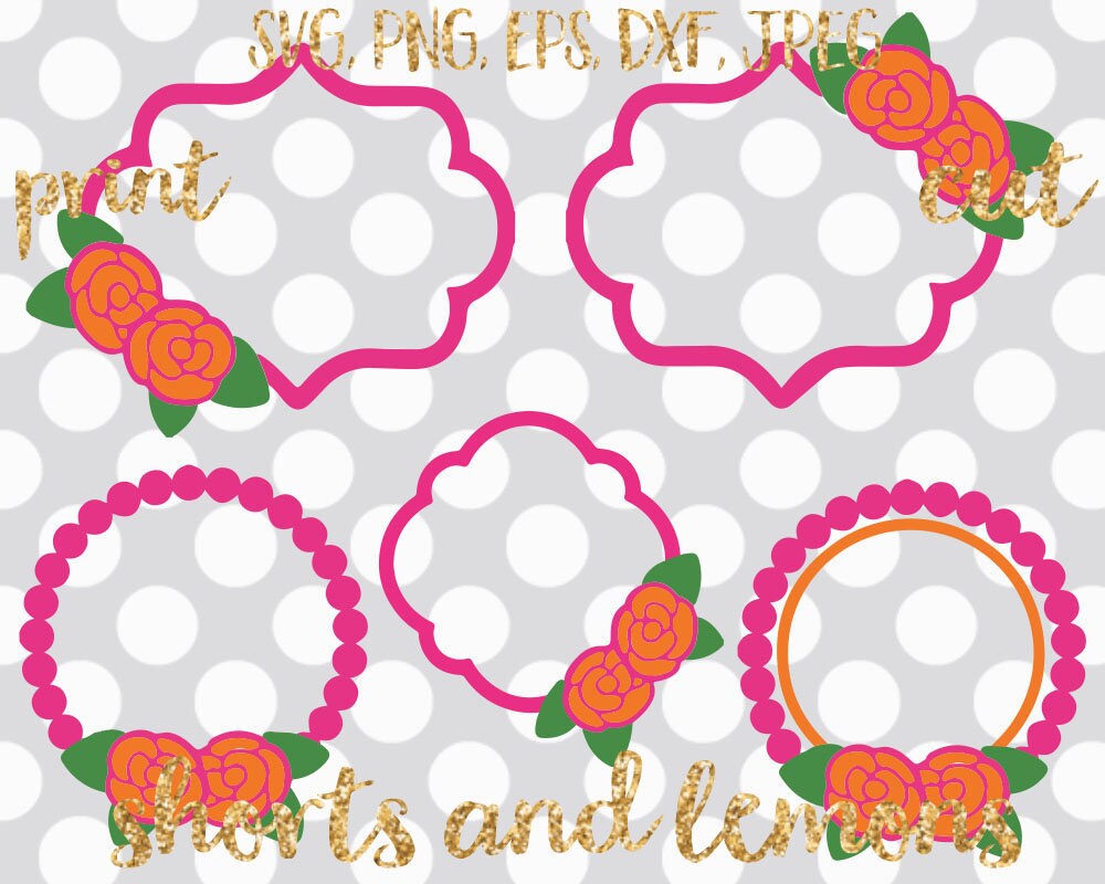 Download Flower monogram Svg summer Svg rose Svg monogram frames | Etsy