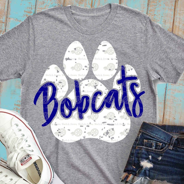 Bobcats svg, paw svg, Bobcats grunge paw, grunge svg, digital Download, shorts and lemons, bobcats, shortsandlemons, cutter files, svg, dxf