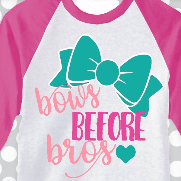 bows before bros svg, cute girls svg, bow svg, DXF, EPS, preppy svg, bow cut file, cute kids svg, Girls shirt svg, commercial use ok, svg,