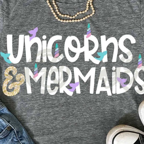 Unicorn and Mermaid Svg - Etsy